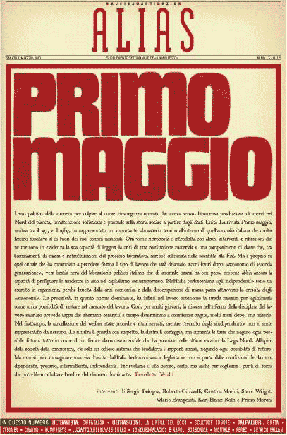 Numero del Primo Maggio di ALIAS (Il Manifesto)